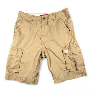 Vintage Levis Cargo Shorts Mens 34 Brown Cotton Khaki Tan Utility Baggy Y2K